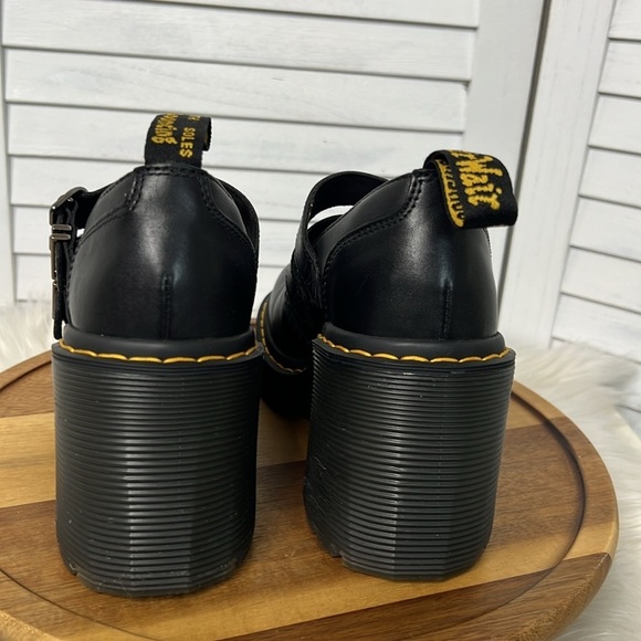 DR. MARTENS l Eviee Sendal Leather Heeled Platform Mary Janes Size 6 - Picture 7 of 13